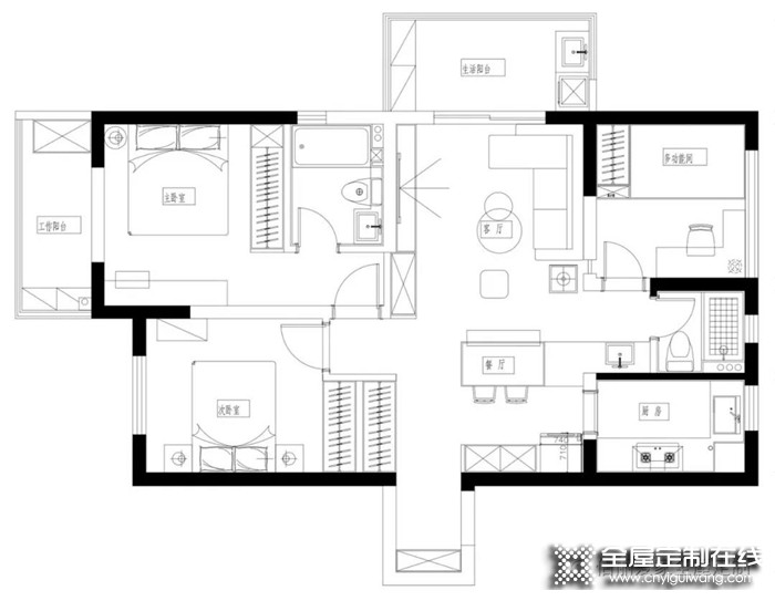 佰麗愛家分享的105㎡現(xiàn)代極簡(jiǎn)3居室，隱形收納系統(tǒng)，兼顧顏值與實(shí)用！