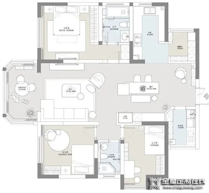 帥太全屋定制120㎡三居室，客餐廳開放式設計，沒想到......